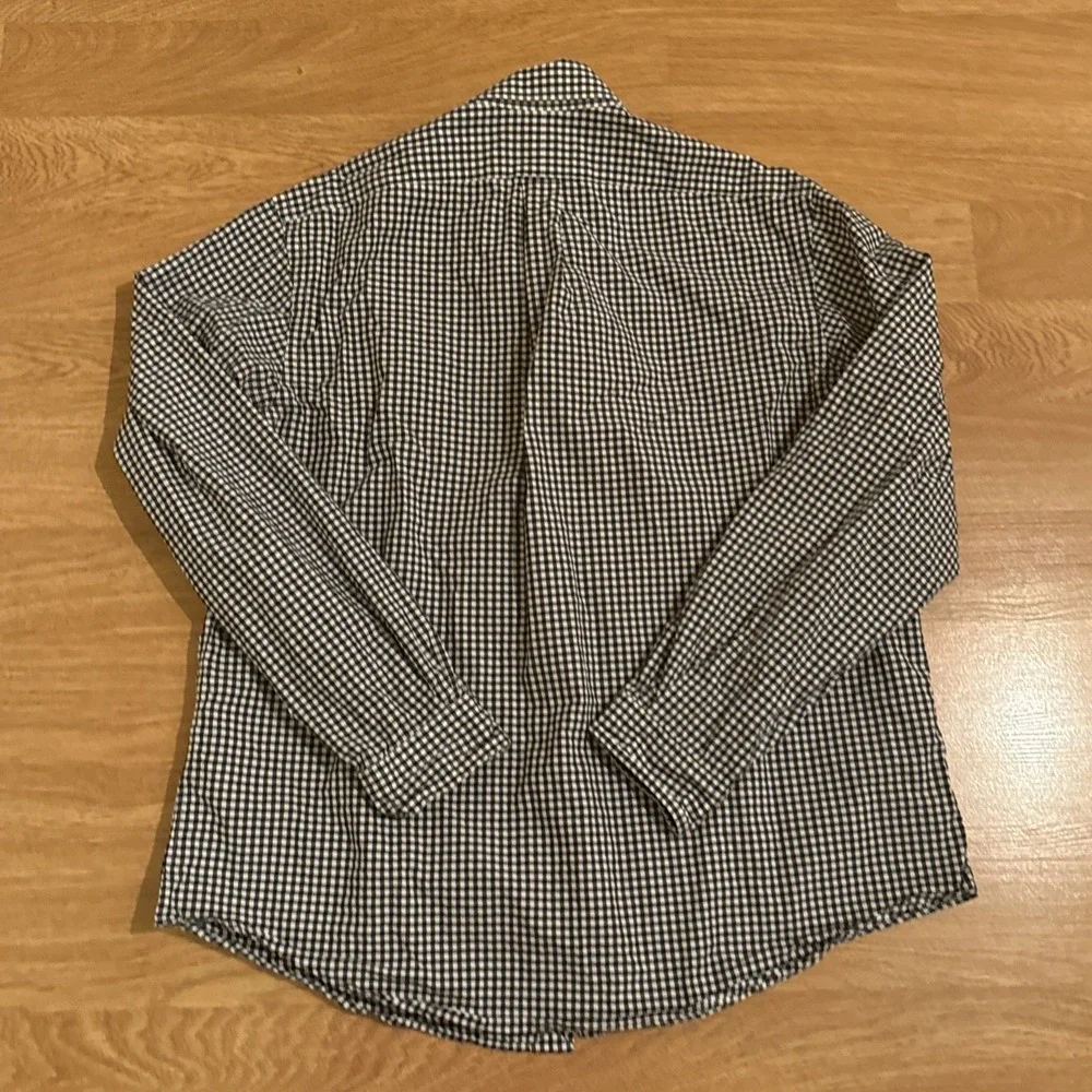 Ralph Lauren Shirt Men's XL Black White Gingham Check Plaid Long Sleeve Preppy